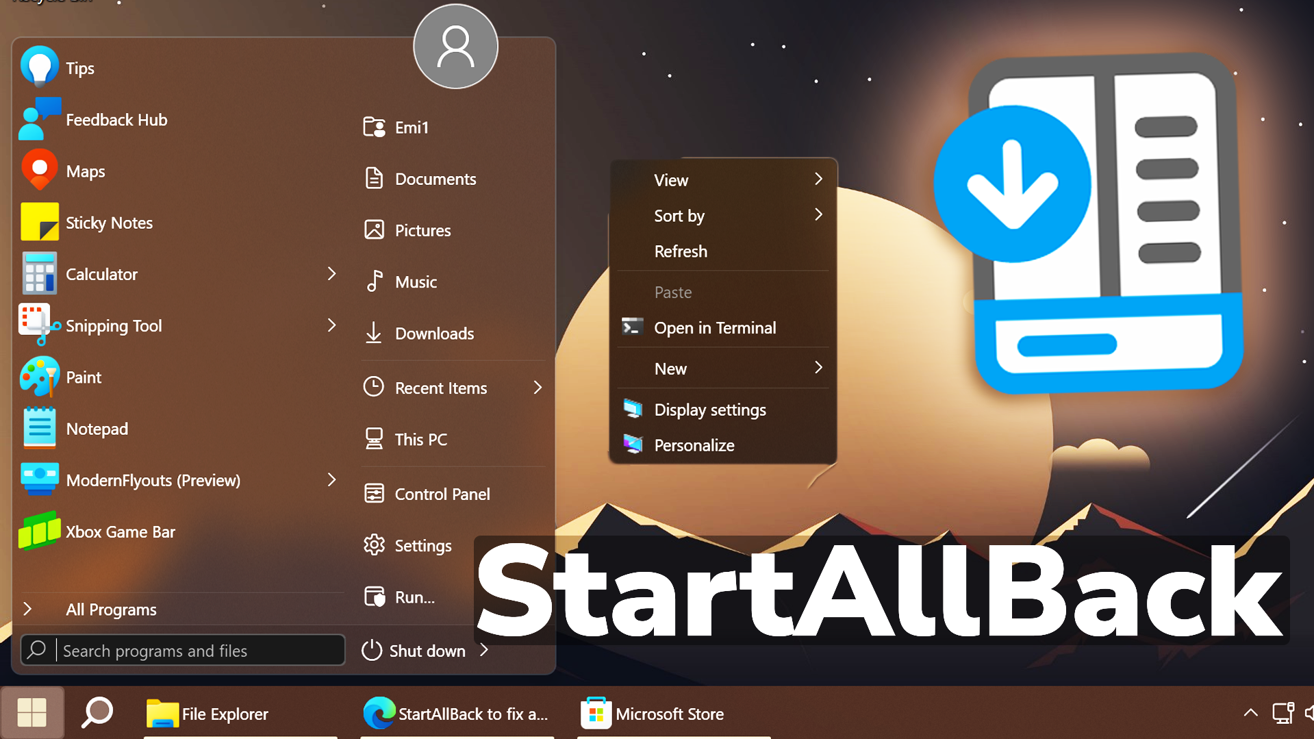 download the new for android StartAllBack 3.6.10