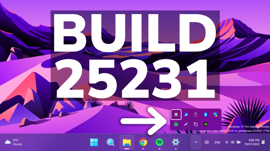 New Windows 11 Build 25231 – Tablet Taskbar and New System Tray Enabled for Everyone and Fixes 