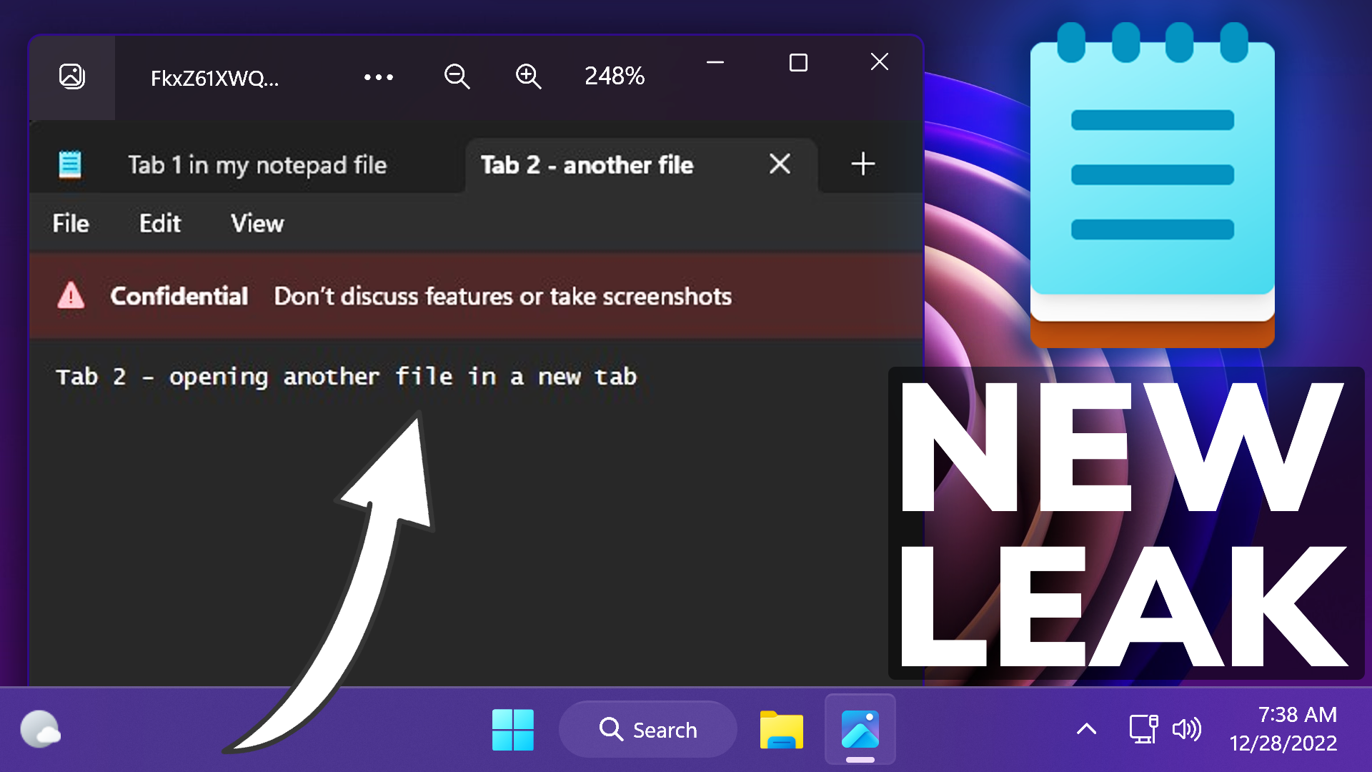 New Windows 11 Leak Notepad with Tabs Tech Based