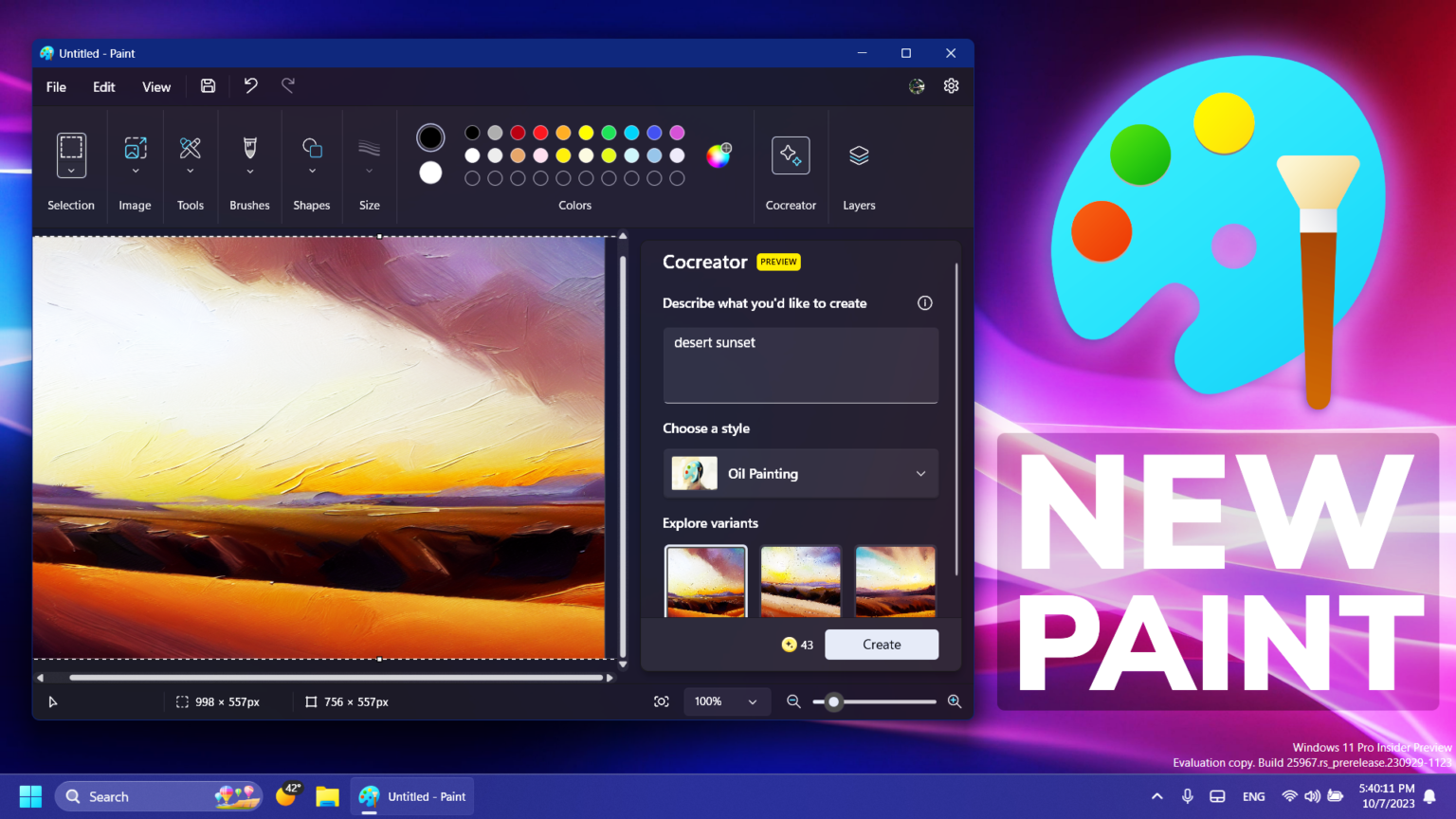 New Paint App in Windows 11 with Image Generation Feature Tech Based