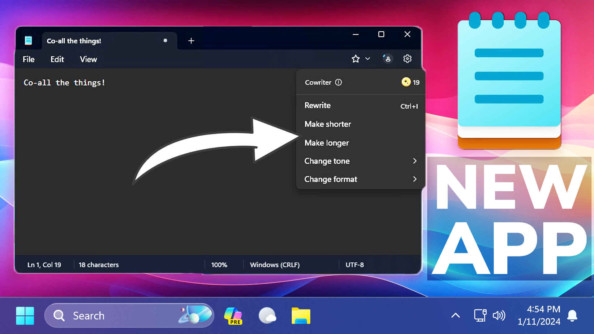 Notepad cowriter tech based