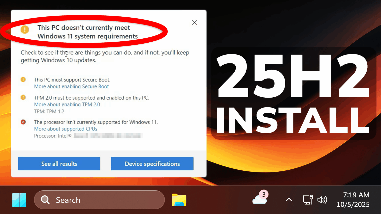Install Windows 11 25H2 on Unsupported PC (no TPM, Secure Boot, 4GB RAM ...