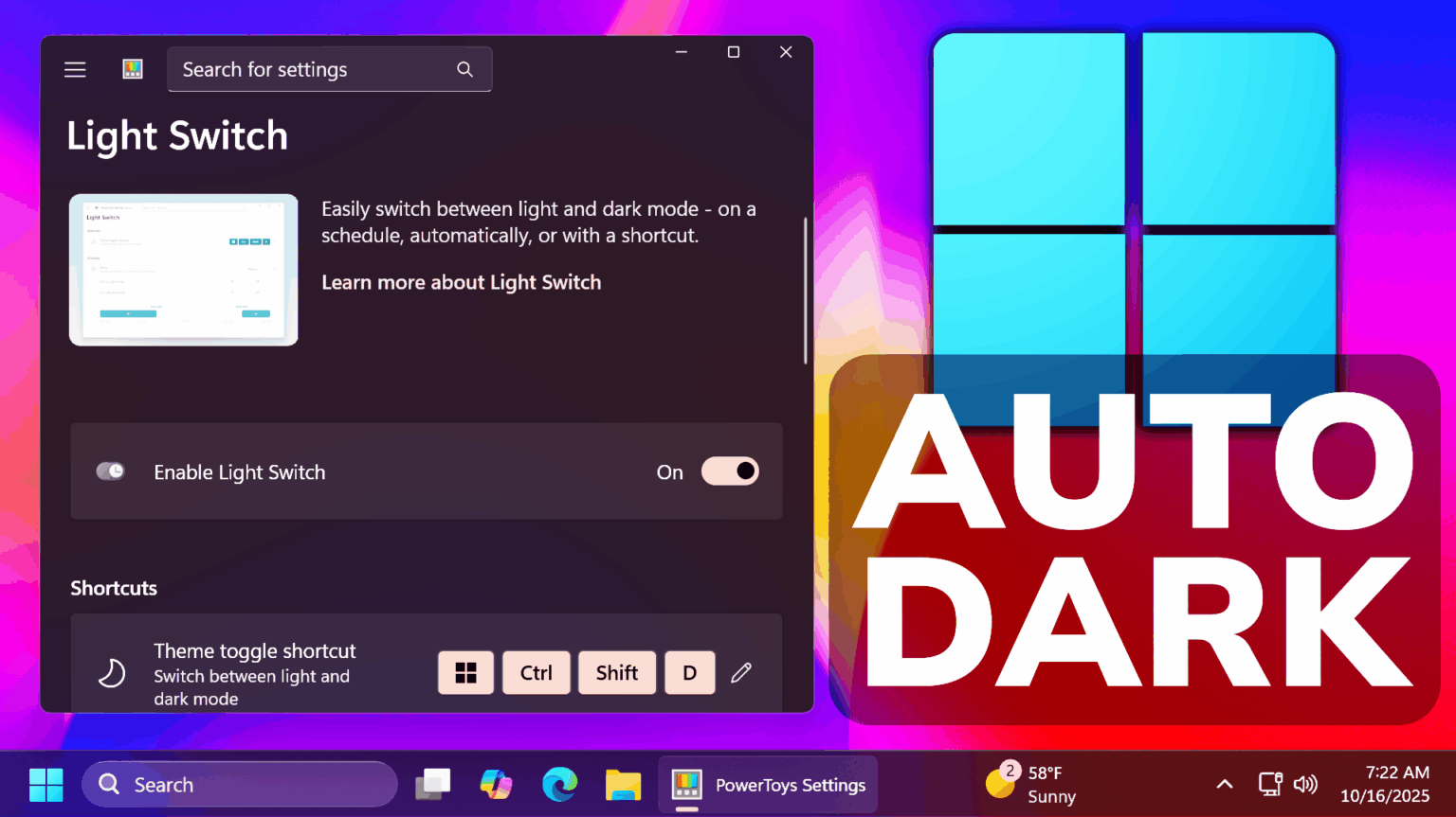 New Windows 11 Auto Dark Mode Feature with PowerToys - Tech Based