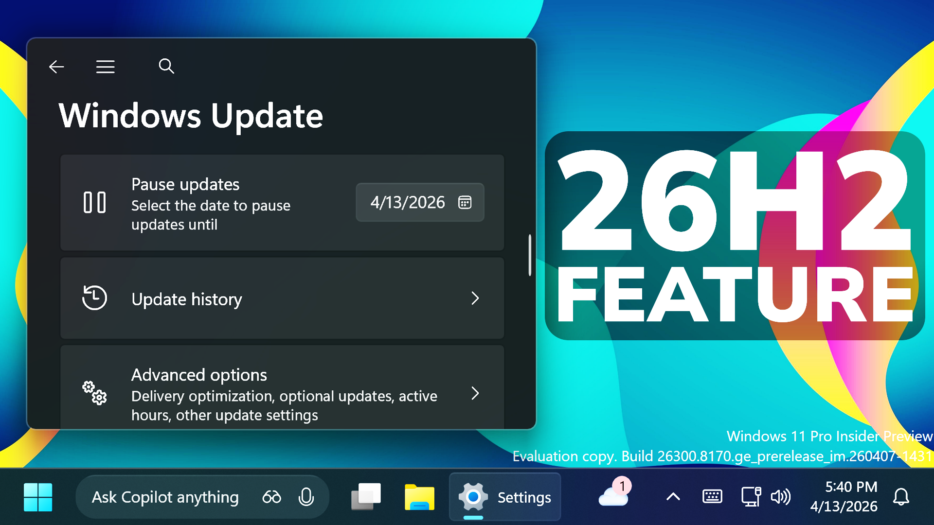 New Windows 11 26H2 Pause Updates Feature in Settings (How to Enable ...
