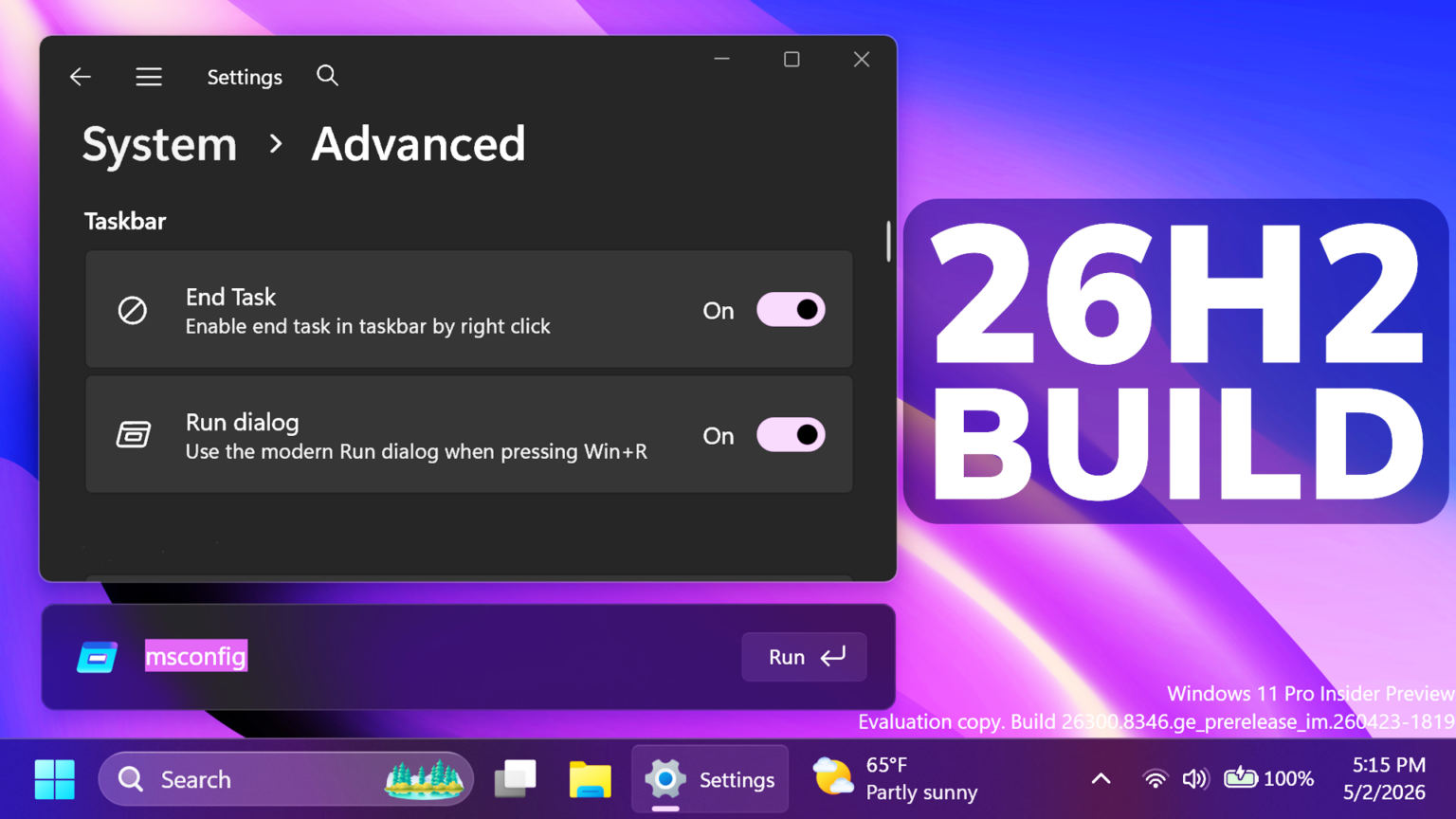 New Windows 11 26H2 Build 26300.8346 – New Run Box Design, File ...