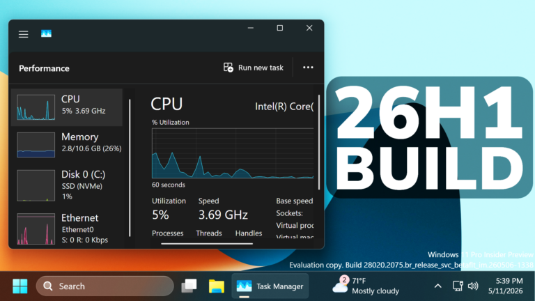 New Windows 11 26H1 Build – New Features in the Build 28020.2075 ...