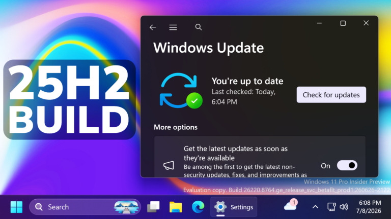 New Windows 11 25H2 Build 26220.8764 – New Features for Next Big Update ...